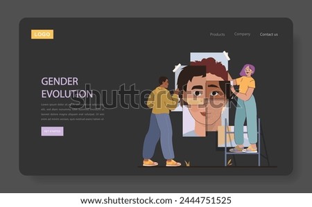 Gender Evolution concept. A depiction of individuals piecing together a mosaic of gender identity, symbolizing personal and societal transformation.