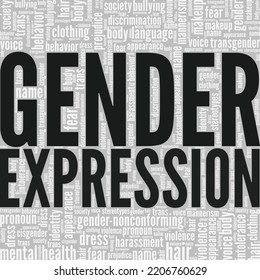 Gender Expression word cloud conceptual design isolated on grey background.