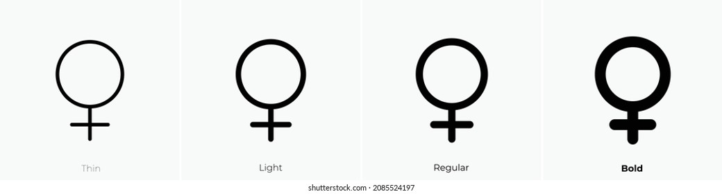 gender female icon. Thin, Light Regular And Bold style design isolated on white background