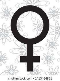 gender female symbol with pattern of flowers