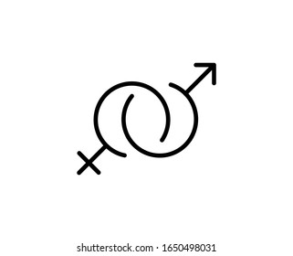 Icono plano de género. Símbolo de esquema único de alta calidad para diseño web o aplicación móvil.  Señales delgadas de género para el logotipo de diseño, tarjeta de visita, etc. Pictograma de esquema EPS10