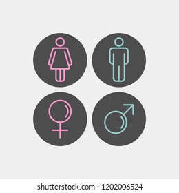 Gender flat vector icon. Man and woman flat vector icon. Toilet flat vector icon