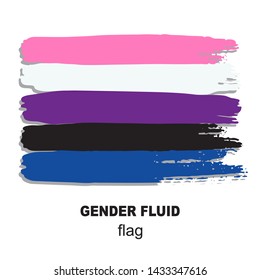 Gender fluid flag isolated on white background. Gay pride symbol. Design element for banner, poster or leaflet. Grunge style.