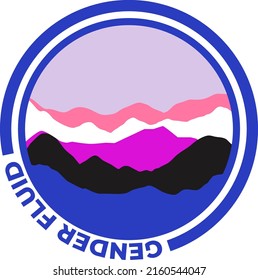 Gender Fluid flag with mountain pattern. Hills with pride colors