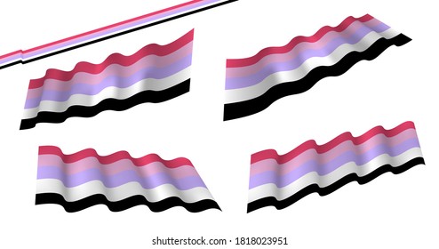 Gender fluid flag or trans banner with blue and pink strips vector. Gender fluid flag, flat and waving flag. Vector illustration. Flag wavy abstract background.