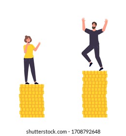  Gender gap, business difference and discrimination,  man versus woman, Inequality concept. Vector illustration.	