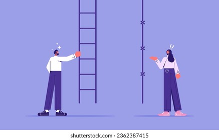 Gender gap, missing equality between woman and man on work. career, business discrimination concept. Inequality wage 