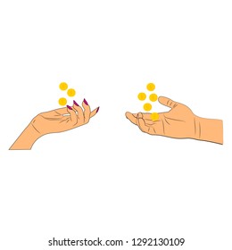 gender gap pay inequality, concept of remuneration, one profession different pay, difference, injustice, hand-drawing vector