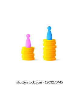 Gender gap or unequal pay concept. Clipart image isolated on white background