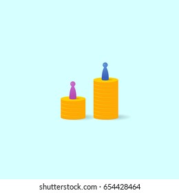 Gender gap or unequal pay concept. Vector illustration