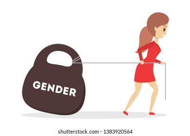 Gender gap web banner concept. Idea of different salary for man and woman. Women rights discrimination and injustice. Issues with gender equality. Isolated flat vector illustration