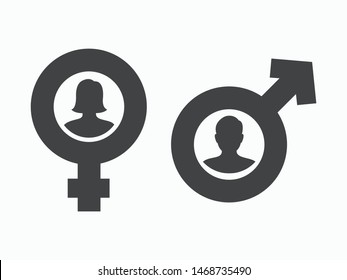 Gender With Head Of Male And Female Symbol Vector