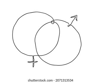 Geschlechtersymbol. Kontinuierliche Zeichnung der Linien. Handgezeichnete doodle Vektorgrafik in einer durchgehenden Linie. Line Art dekoratives Design.