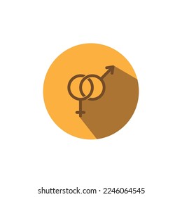 Gender Icon Design, Colored, Male, Female, Shadow, Vector Illustration
