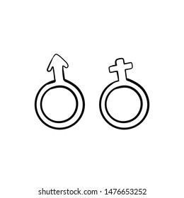 gender icon doodle hand draw vector 