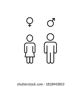 Gender icon. Female, male symbol. Man and woman simple thin line icon vector illustration