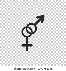 Gender icon isolated on transparent background. Symbols of men and women. Sex symbol. Flat design. Vector Illustration