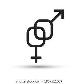 Gender icon. Isolated vector Venus and Mars planets symbol of women and men. Female and Male sex identity sign.