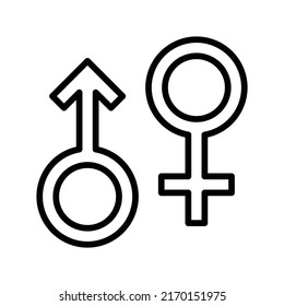 Gender Icon. Line Art Style Design Isolated On White Background
