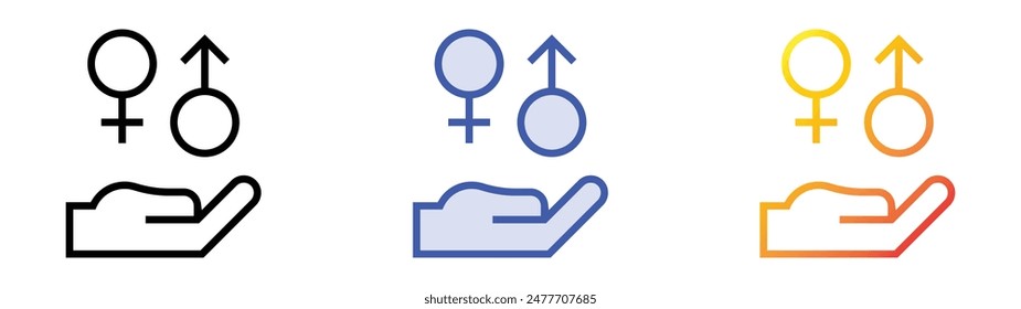 gender icon. Linear, Blue Fill and Gradient Style Design Isolated On White Background