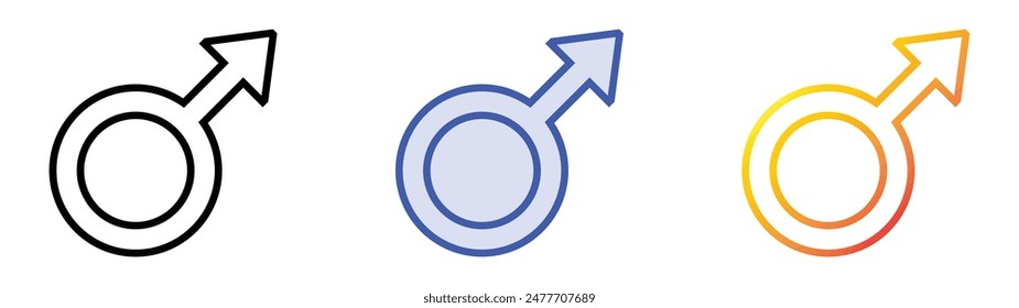 gender icon. Linear, Blue Fill and Gradient Style Design Isolated On White Background