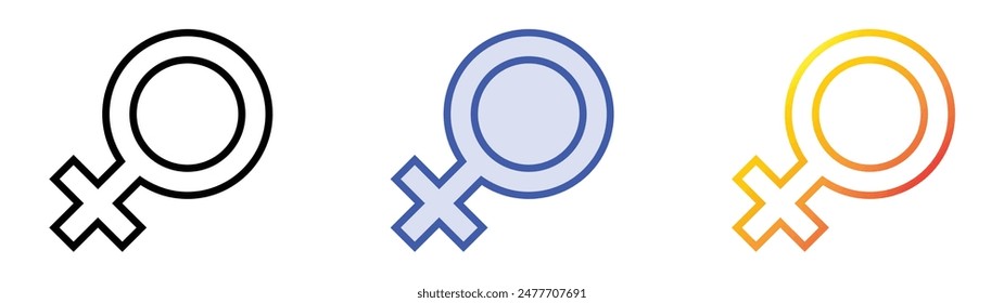 icono de género. Diseño de estilo de relleno lineal, azul y degradado aislado sobre fondo blanco