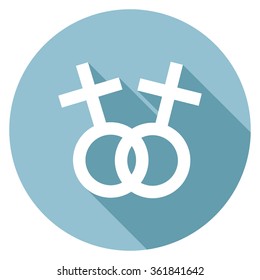 Gender icon with long shadow, flat design, vector illustration.