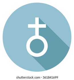 Gender icon with long shadow, flat design, vector illustration.