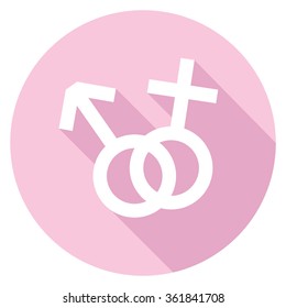 Gender icon with long shadow, flat design, vector illustration.