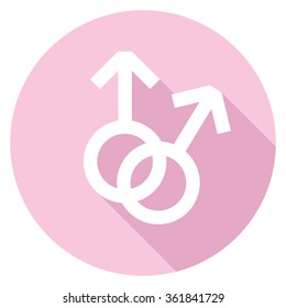 Gender icon with long shadow, flat design, vector illustration.