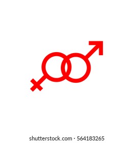 Gender icon, male and female symbol, flat design template, vector illustration