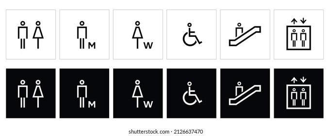 Gender icon. Man and Woman icons. Modern simple Icons vector. Restroom signage. WC sign symbol.