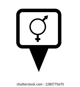 gender icon and map pin. logo concept. Designed for your web site design, logo, app, UI
