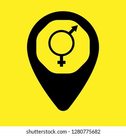 gender icon and map pin. logo concept. Designed for your web site design, logo, app, UI