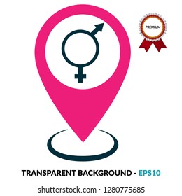 gender icon and map pin. logo concept. Designed for your web site design, logo, app, UI