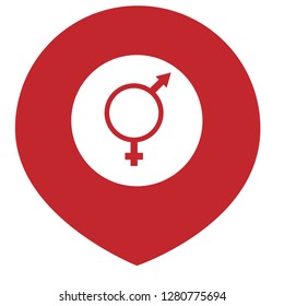 gender icon and map pin. logo concept. Designed for your web site design, logo, app, UI