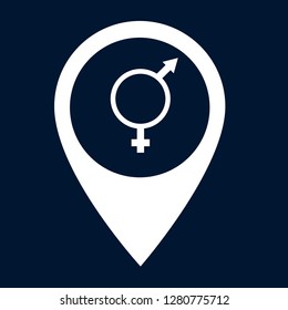gender icon and map pin. logo concept. Designed for your web site design, logo, app, UI