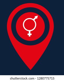 gender icon and map pin. logo concept. Designed for your web site design, logo, app, UI