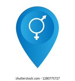 gender icon and map pin. logo concept. Designed for your web site design, logo, app, UI