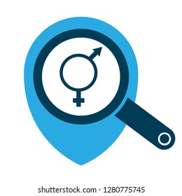 gender icon and map pin. logo concept. Designed for your web site design, logo, app, UI