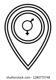 gender icon and map pin. logo concept. Designed for your web site design, logo, app, UI