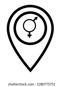 gender icon and map pin. logo concept. Designed for your web site design, logo, app, UI