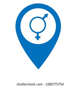 gender icon and map pin. logo concept. Designed for your web site design, logo, app, UI