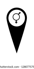 gender icon and map pin. logo concept. Designed for your web site design, logo, app, UI