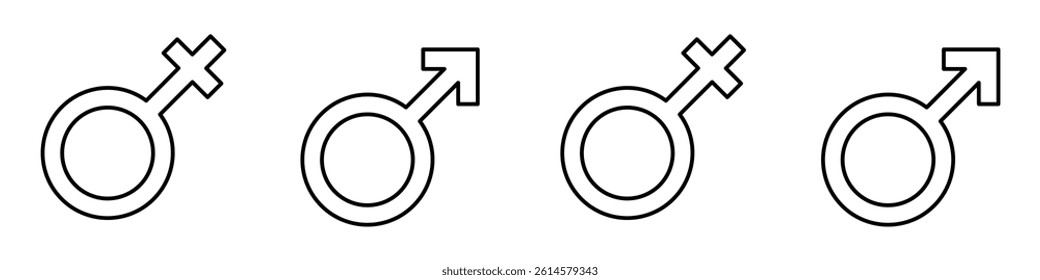 Gender Icon Set. Symbol of Gender. Gender Vector Icon in line style design. Vector illustration.