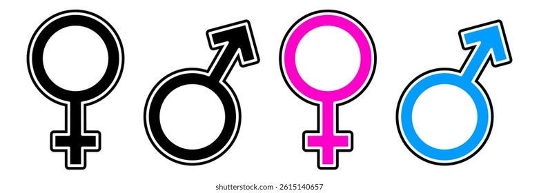 Gender Icon Set. Symbol of Gender. Gender Vector Icon in line style design. Vector illustration.