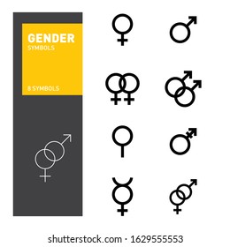 Gender icon set vector, Black Color