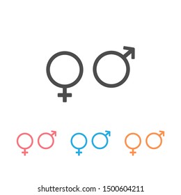 Gender icon set vector, on white background editable