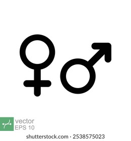 Icono de género. Estilo plano simple. Mujer y hombre, hombre y mujer, hombres y mujeres, niño y niña, sexo, concepto unisex. Ilustración vectorial aislada sobre fondo blanco. EPS 10.