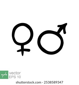 Icono de género. Estilo plano simple. Mujer y hombre, hombre y mujer, hombres y mujeres, niño y niña, sexo, concepto unisex. Ilustración vectorial aislada sobre fondo blanco. EPS 10.
